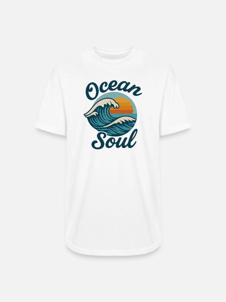 Ocean Soul Waves Sunset - Long Body Men’s T-Shirt - white