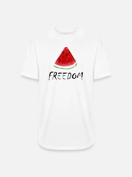 Freedom Watermelon Slice Illustration - Long Body Men’s T-Shirt - white