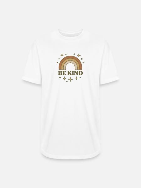 Be Kind Retro Rainbow - Long Body Men’s T-Shirt - white
