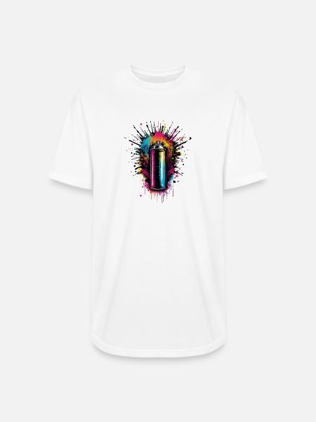 Vivid Spray Graffiti Burst - Long Body Men’s T-Shirt - white