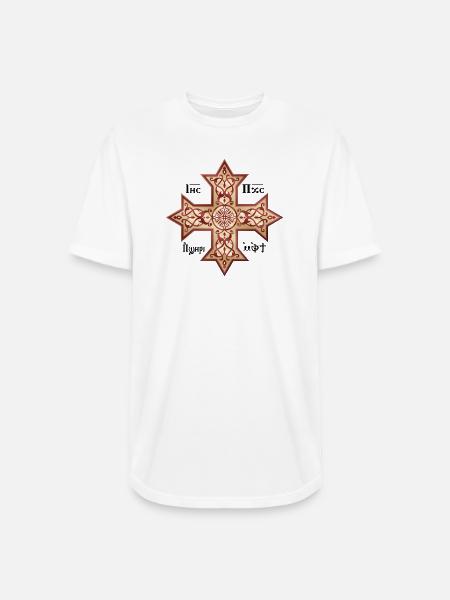 Coptic Cross Golden Icon - Long Body Men’s T-Shirt - white