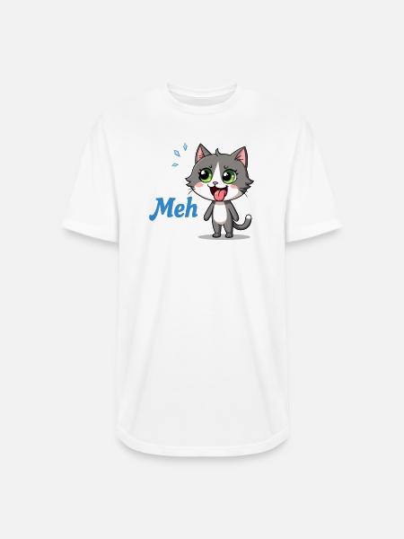 Meh – Funny Cat Meme - Long Body Men’s T-Shirt - white
