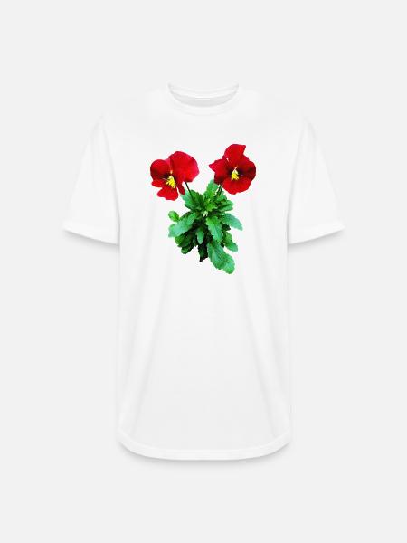 Red Pansy Duo - Long Body Men’s T-Shirt - white