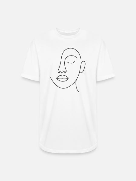 Minimal Line Portrait - Long Body Men’s T-Shirt - white