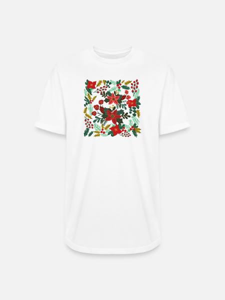 Boho Floral Christmas - Long Body Men’s T-Shirt - white