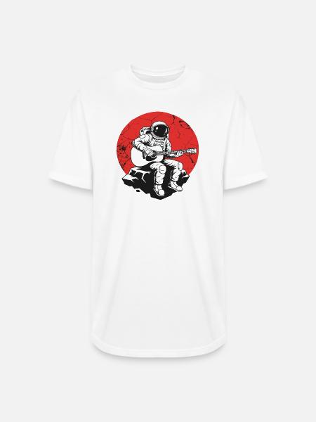 Astronaut Guitar on Red Rock - Long Body Men’s T-Shirt - white