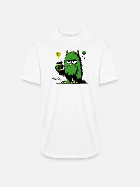 Grumpy Green Monster with Mug - Long Body Men’s T-Shirt - white