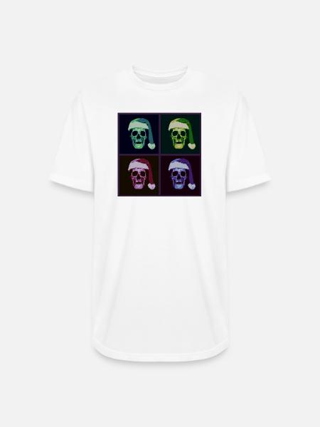 Pop Art Skull Santa Halftone - Long Body Men’s T-Shirt - white