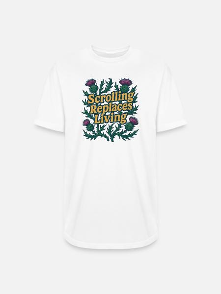 Scrolling Replaces Living Typography - Long Body Men’s T-Shirt - white