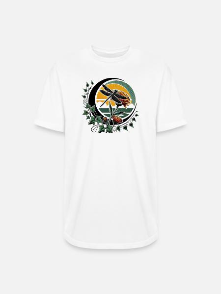 Moonlit Dragonfly & Sunflowers - Long Body Men’s T-Shirt - white