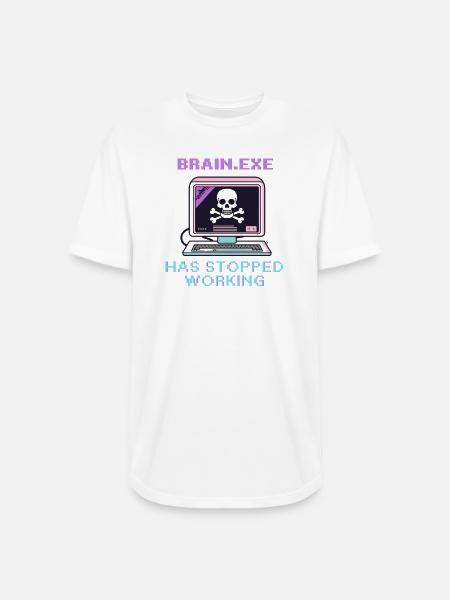 Neon Retro Skull Computer - Long Body Men’s T-Shirt - white