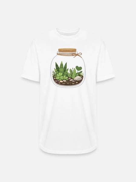 Glass Terrarium Garden Scene - Long Body Men’s T-Shirt - white