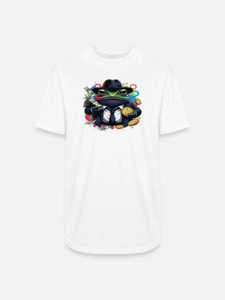 Bitcoin Frog Streetwear Art - Long Body Men’s T-Shirt - white