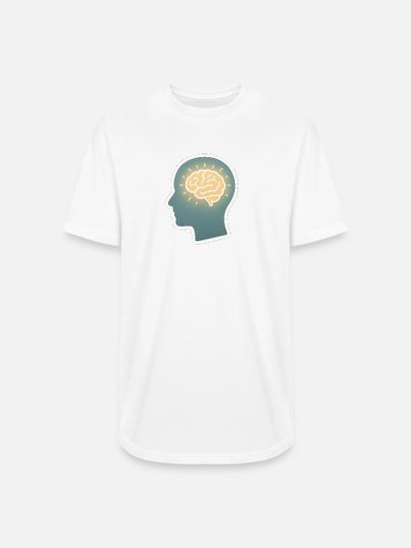 Neon Brain Glow Silhouette - Long Body Men’s T-Shirt - white