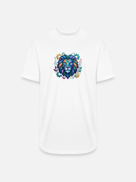Vivid Circuit Lion Tech Art - Long Body Men’s T-Shirt - white