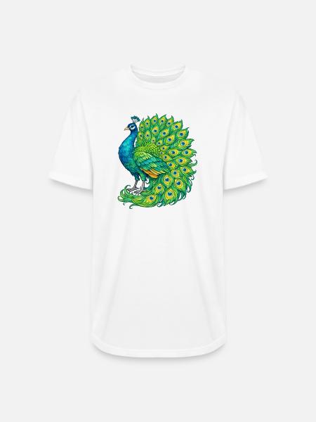 Vivid Peacock Cascade - Long Body Men’s T-Shirt - white