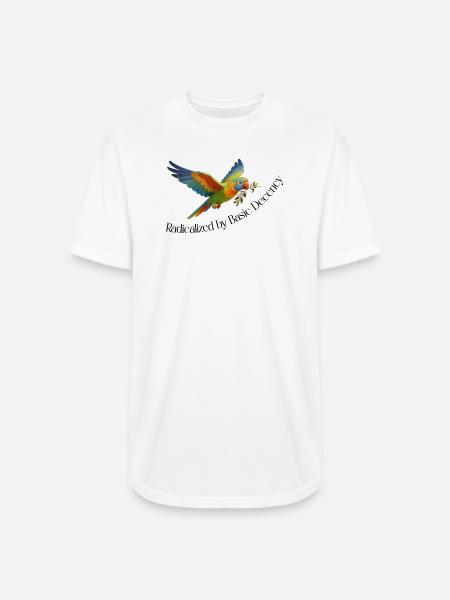 RADICALIZED BY BASIC DECENCY - Long Body Men’s T-Shirt - white
