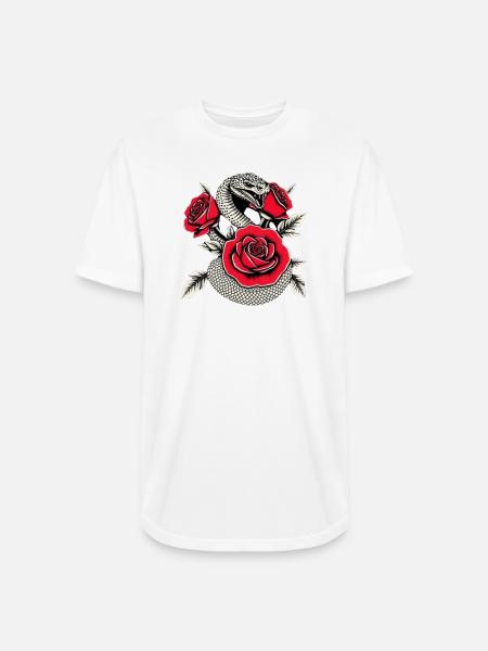 Serpent & Rose Noir - Long Body Men’s T-Shirt - white