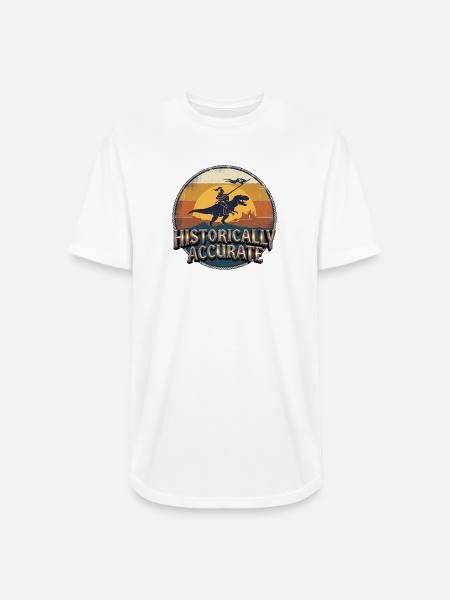 Knight on Dino at Sunset - Long Body Men’s T-Shirt - white