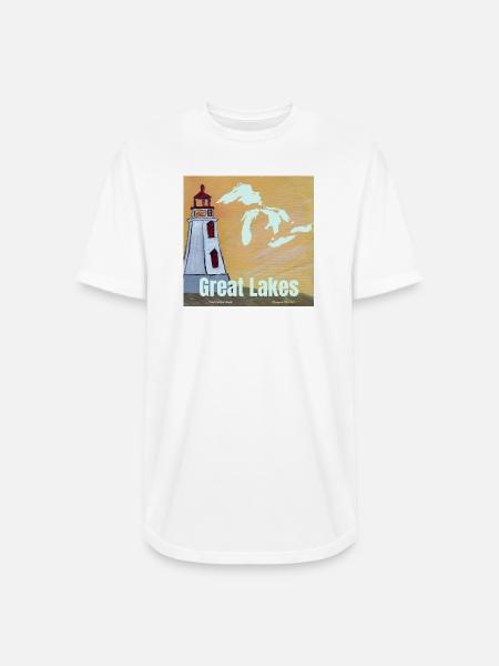 Great Lakes Lighthouse Glow - Long Body Men’s T-Shirt - white