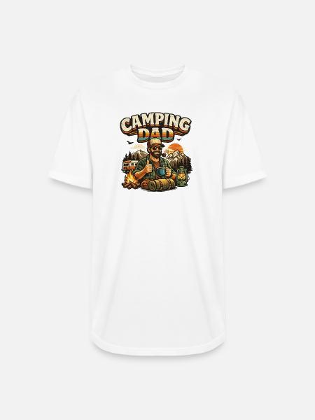 Camping Dad at Sunset Campfire - Long Body Men’s T-Shirt - white