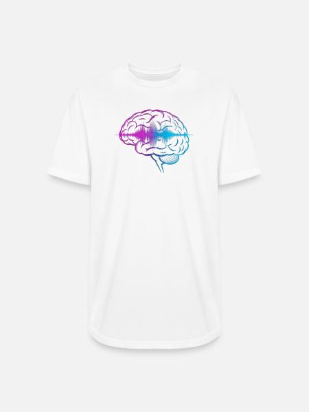 Neon Brain Wave Gradient - Long Body Men’s T-Shirt - white