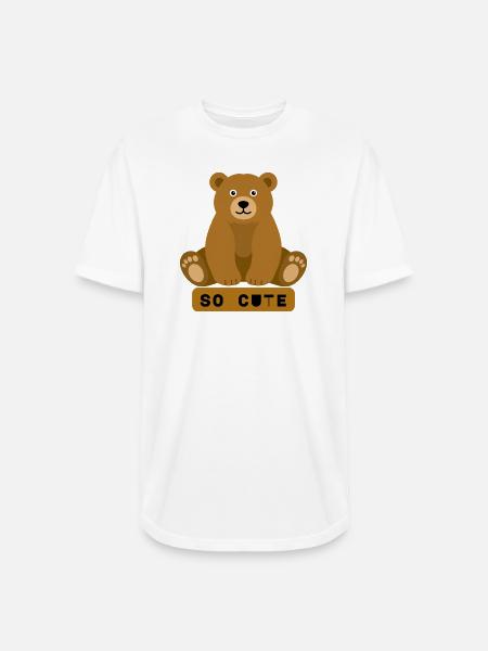 So Cute Bear Illustration - Long Body Men’s T-Shirt - white