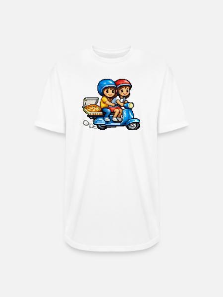 Boy and Girl on Vespa with Pizza! - Long Body Men’s T-Shirt - white