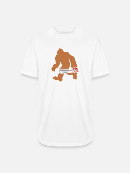 Lumberjack Bigfoot Chainsaw - Long Body Men’s T-Shirt - white