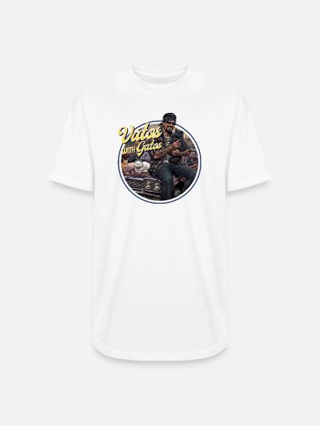 Vatos with Gatos - Long Body Men’s T-Shirt - white