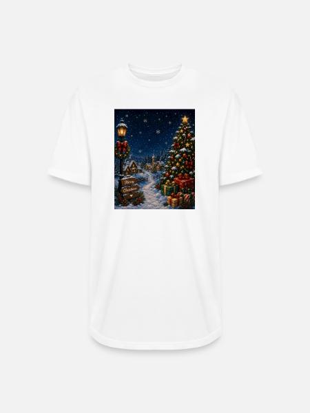 Snowlit Christmas Village - Long Body Men’s T-Shirt - white