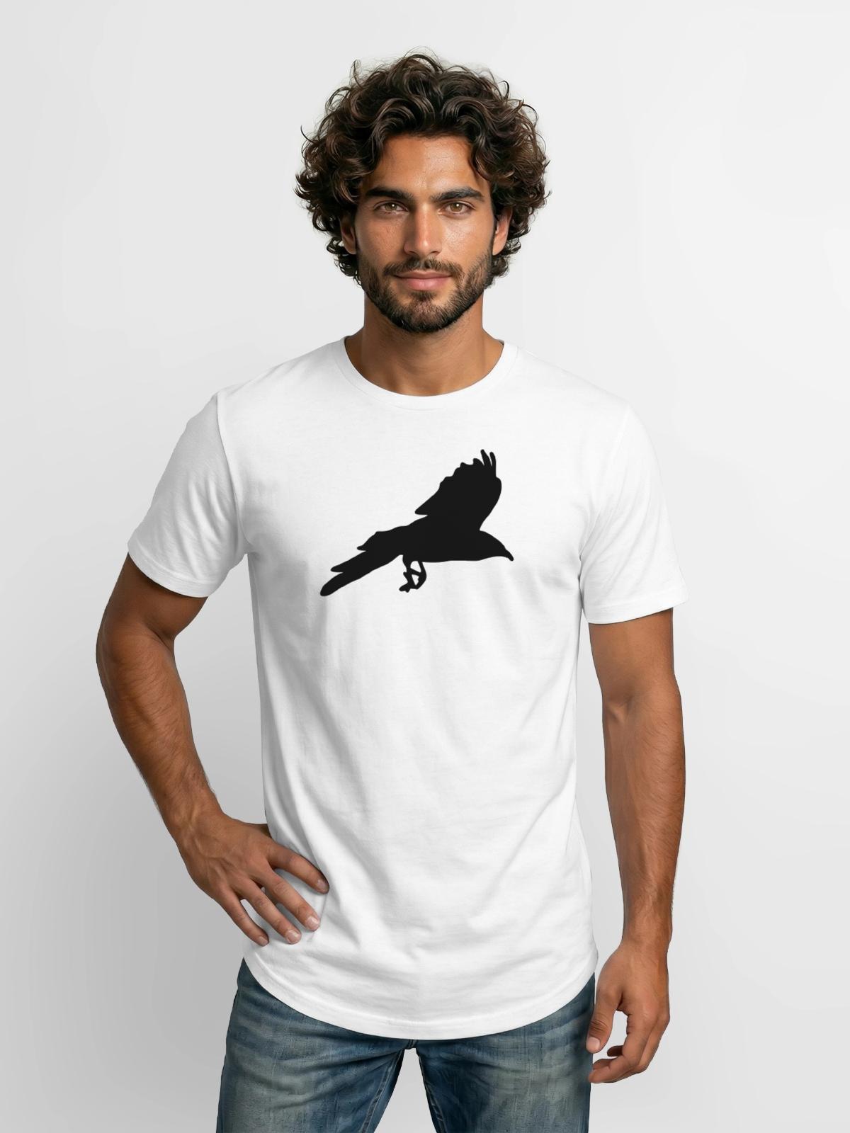Raven, Crow - Long Body Men’s T-Shirt - white - Front - AI Model Male 185 light (185cm)