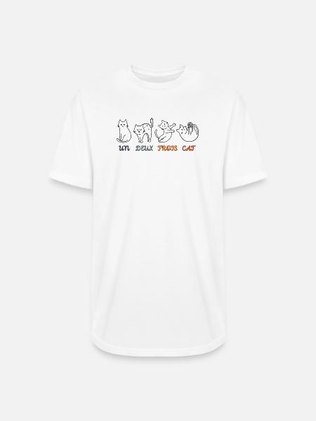 Un Deux Trois Cat - Long Body Men’s T-Shirt - white