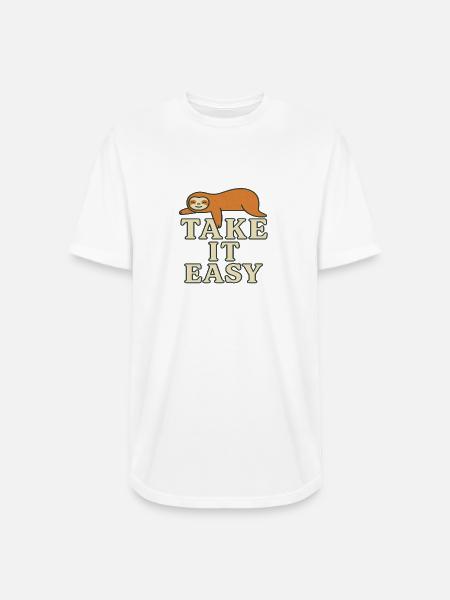 Sloth Relax Take It Easy - Long Body Men’s T-Shirt - white