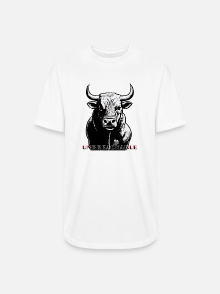 Unbreakable Bull Portrait - Long Body Men’s T-Shirt - white