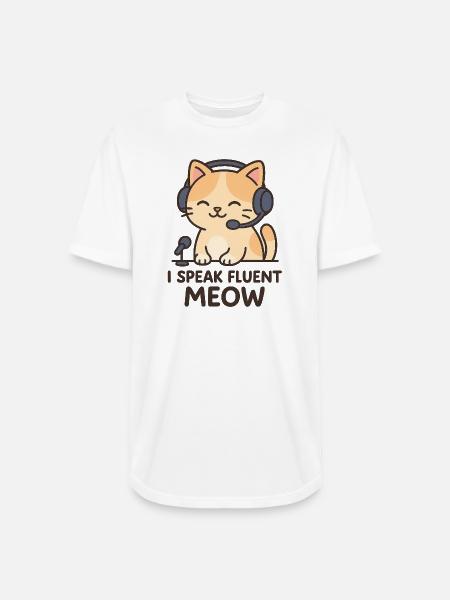 I Speak Fluent Meow - Long Body Men’s T-Shirt - white