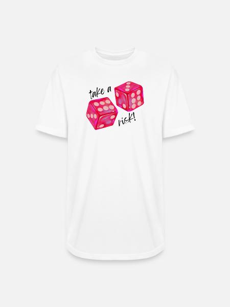 Take a Risk Graphic - Long Body Men’s T-Shirt - white