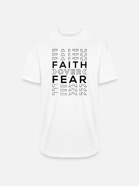 FAITH OVER FEAR - Long Body Men’s T-Shirt - white