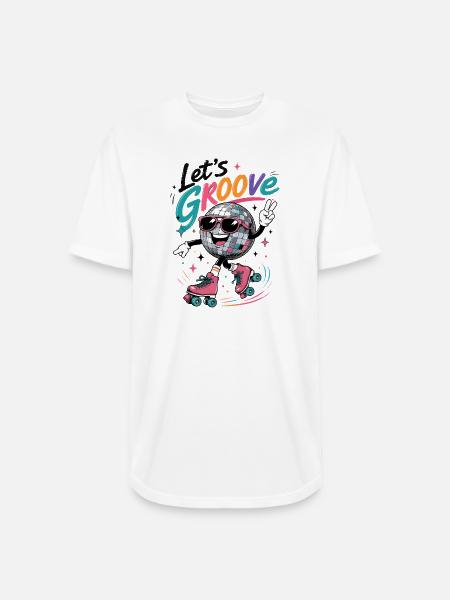 "Let's Groove" Retro Roller-Skating Disco - Long Body Men’s T-Shirt - white