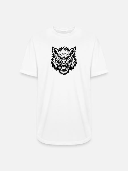 Raging Boar Line Art - Long Body Men’s T-Shirt - white