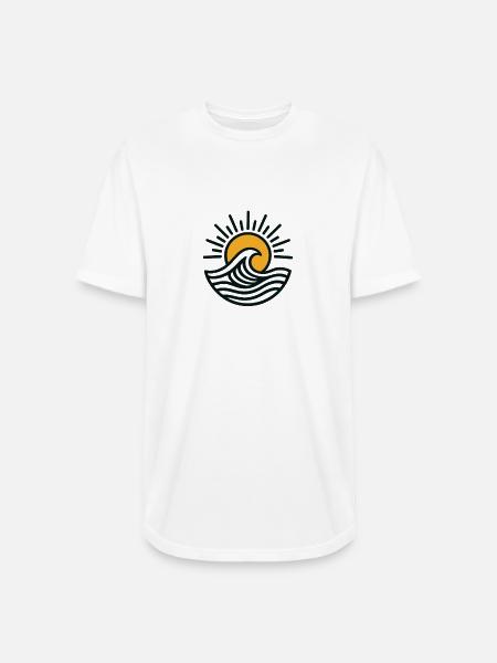 Sunrise Wave Emblem - Long Body Men’s T-Shirt - white