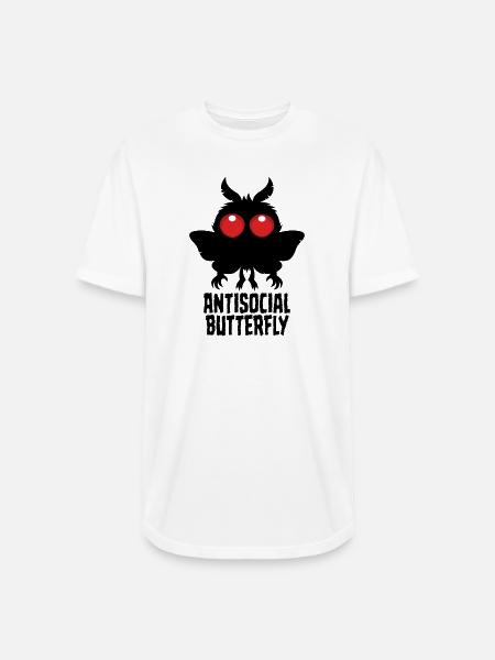 Antisocial Butterfly Mothman Cryptid - Long Body Men’s T-Shirt - white