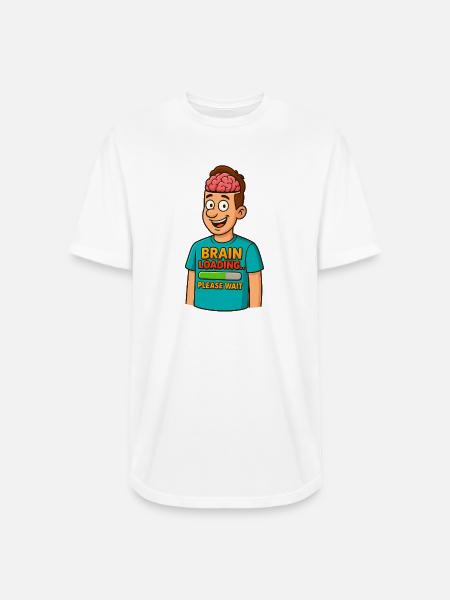 Brain Loading Please Wait Tee - Long Body Men’s T-Shirt - white