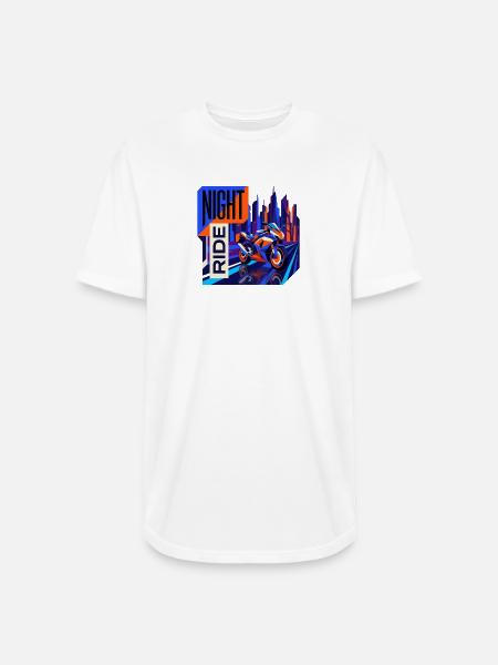 Night Ride Neon City - Long Body Men’s T-Shirt - white