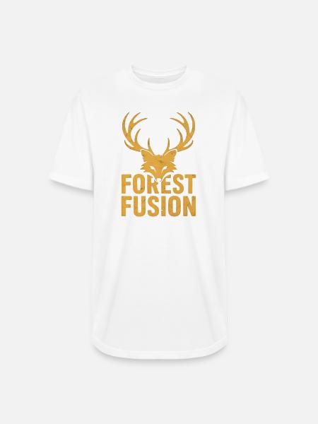 Forest Fusion Deer Embroidery Design - Long Body Men’s T-Shirt - white