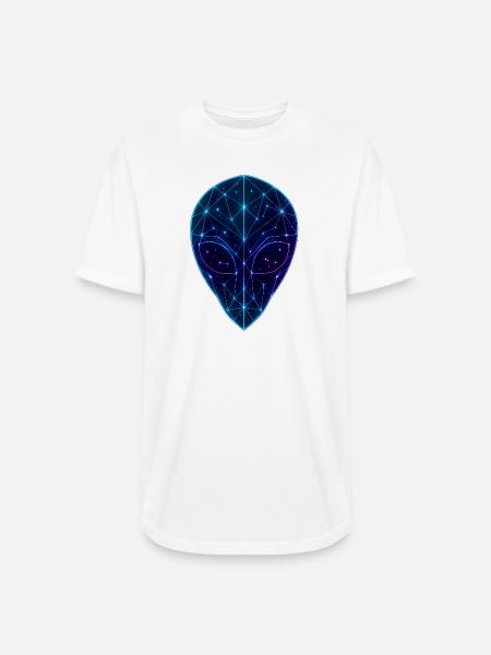 Neon Geometric Alien Face - Long Body Men’s T-Shirt - white
