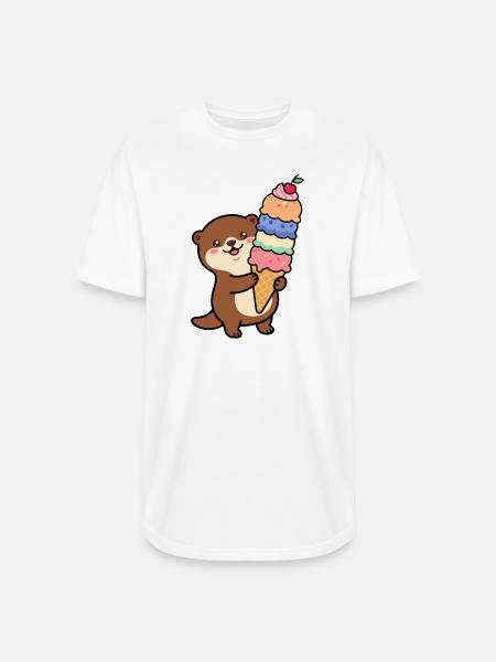 Otter Rainbow Ice Cream Cone - Long Body Men’s T-Shirt - white