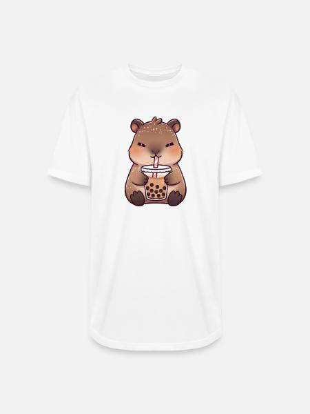 Kawaii CapybaraDrinking Milk Tea - Long Body Men’s T-Shirt - white