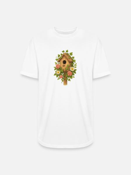 Rustic Floral Birdhouse Design - Long Body Men’s T-Shirt - white