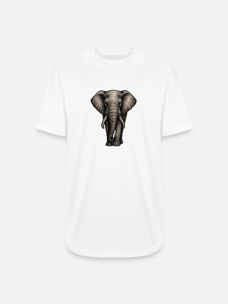 Charcoal Elephant Portrait - Long Body Men’s T-Shirt - white